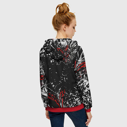 Женская толстовка на молнии Берсерк Черная маска / 3D-Красный – фото 4