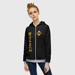 Толстовка на молнии женская БИНАНС ЛОГО КАРБОН BINANCE LOGO, цвет: 3D-меланж — фото 2