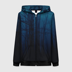 Толстовка на молнии женская Gloomy forest, цвет: 3D-черный