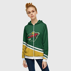 Толстовка на молнии женская Minnesota Wild NHL, цвет: 3D-белый — фото 2