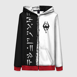 Толстовка на молнии женская THE ELDER SCROLLS SKYRIM FUS RO DAH ЧЁРНО БЕЛЫЙ, цвет: 3D-красный