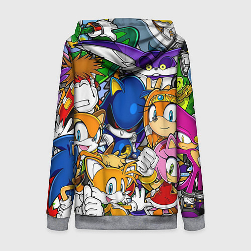 Женская толстовка на молнии КИБЕР СОНИК CYBER SONIC ROBOT / 3D-Меланж – фото 2