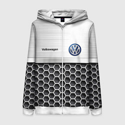 Толстовка на молнии женская Volkswagen Стальная решетка, цвет: 3D-белый