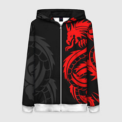 Женская толстовка на молнии КРАСНЫЙ ДРАКОН ТАТУ RED DRAGON TATTOO