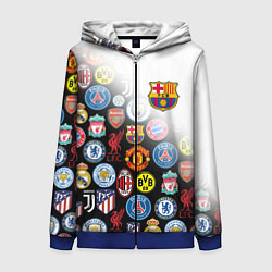 Толстовка на молнии женская FC BARCELONA LOGOBOMBING, цвет: 3D-синий