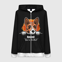 Толстовка на молнии женская Басенджи Basenji, цвет: 3D-белый