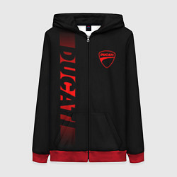 Толстовка на молнии женская DUCATI BLACK RED LINE, цвет: 3D-красный