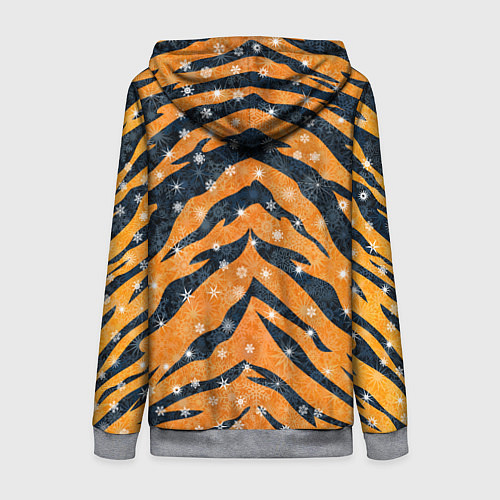 Женская толстовка на молнии Новогодняя шкура тигра / 3D-Меланж – фото 2