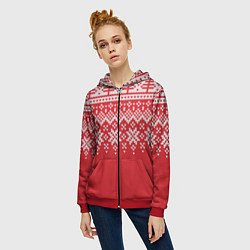 Толстовка на молнии женская Knitted Pattern, цвет: 3D-красный — фото 2