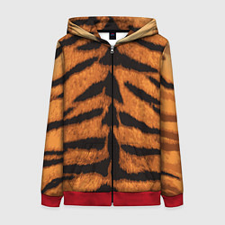 Толстовка на молнии женская ТИГРИНАЯ ШКУРА, цвет: 3D-красный