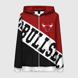 Толстовка на молнии женская Чикаго Буллз, Chicago Bulls, SPORT, цвет: 3D-белый