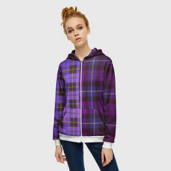 Толстовка на молнии женская Purple Checkered, цвет: 3D-белый — фото 2