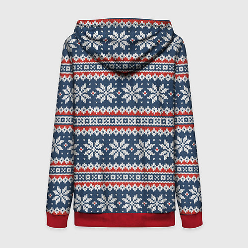 Женская толстовка на молнии Knitted Christmas Pattern / 3D-Красный – фото 2