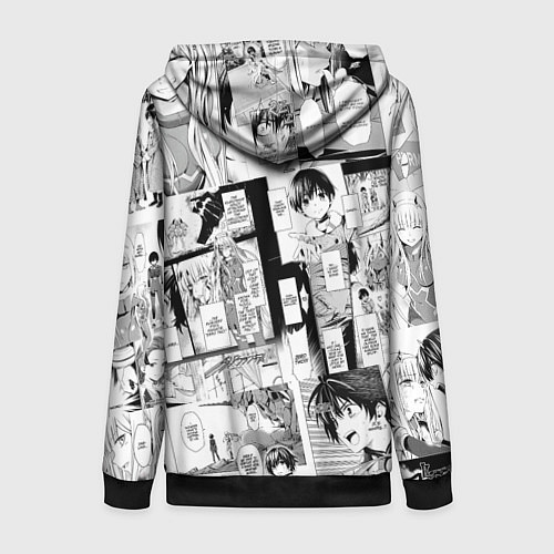 Женская толстовка на молнии Zero Two Зеро ту на манге фрейм / 3D-Черный – фото 2