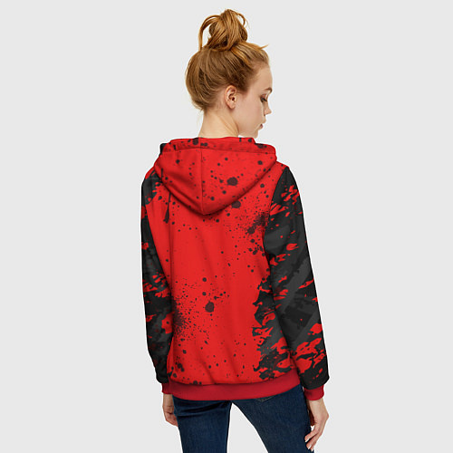 Женская толстовка на молнии God of War Брызги крови / 3D-Красный – фото 4