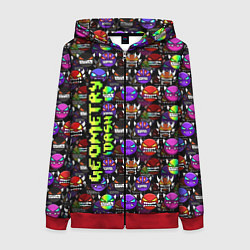 Толстовка на молнии женская Geometry Dash: Heroes, цвет: 3D-красный