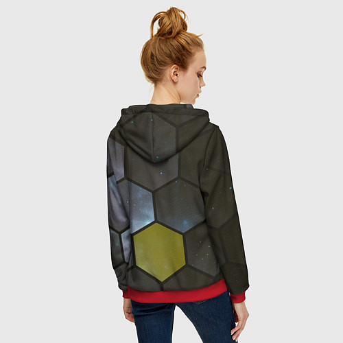 Женская толстовка на молнии JWST space cell theme / 3D-Красный – фото 4
