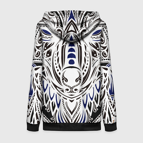 Женская толстовка на молнии БЕЛАЯ ЭТНИЧЕСКА ЛИСА WHITE FOX / 3D-Черный – фото 2