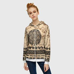 Толстовка на молнии женская AztecsАцтеки, цвет: 3D-белый — фото 2