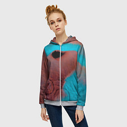 Толстовка на молнии женская Meddle - Pink Floyd, цвет: 3D-меланж — фото 2