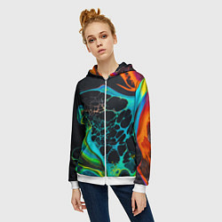 Толстовка на молнии женская Огни большого города, цвет: 3D-белый — фото 2