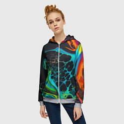 Толстовка на молнии женская Огни большого города, цвет: 3D-меланж — фото 2