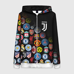 Толстовка на молнии женская JUVENTUS LOGOBOMBING SPORT, цвет: 3D-белый