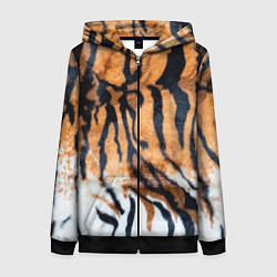 Толстовка на молнии женская Шкура тигра Новый год 2022, цвет: 3D-черный