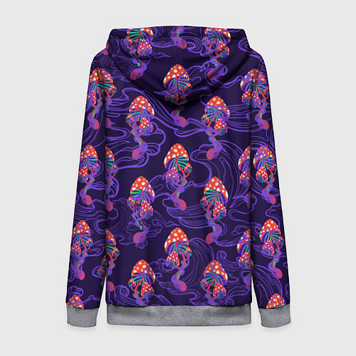 Женская толстовка на молнии Грибы психоделика / 3D-Меланж – фото 2