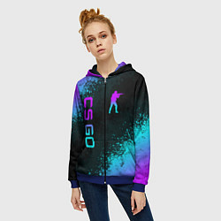 Толстовка на молнии женская CS GO NEON SYMBOL STYLE SKIN КС ГО НЕОН, цвет: 3D-синий — фото 2