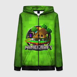 Женская толстовка на молнии Minecraft Logo Green