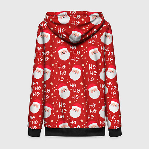 Женская толстовка на молнии САНТА КЛАУС НОВЫЙ ГОД / 3D-Черный – фото 2