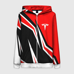 Толстовка на молнии женская TESLA MOTORS RED LINE ТЕСЛА, цвет: 3D-белый
