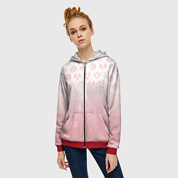 Толстовка на молнии женская ГЕНШИН ИМПАКТ ЯПОНИЯ САКУРА ЦВЕТОК, цвет: 3D-красный — фото 2