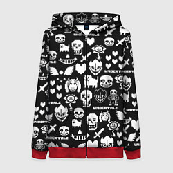 Женская толстовка на молнии UNDERTALE PATTERN БЕЛЫЙ