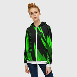 Толстовка на молнии женская RAZER GREEN, цвет: 3D-белый — фото 2