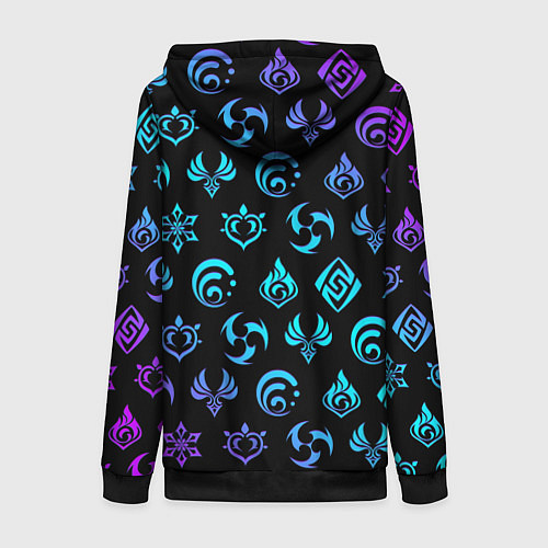 Женская толстовка на молнии NEON SYMBOL HERO GENSHIN IMPACT / 3D-Черный – фото 2