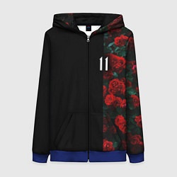 Толстовка на молнии женская РОЗЫ 11, цвет: 3D-синий