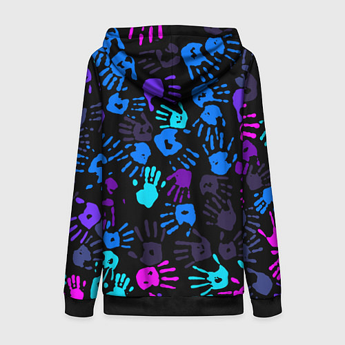 Женская толстовка на молнии Следы неоновых рук / 3D-Черный – фото 2