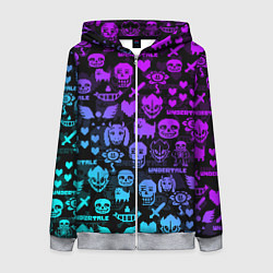 Толстовка на молнии женская UNDERTALE NEON PATTERN УЗОР, цвет: 3D-меланж