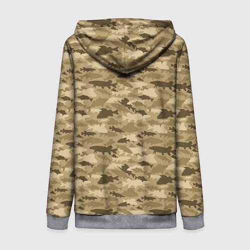 Женская толстовка на молнии Рыбы камуфляж / 3D-Меланж – фото 2