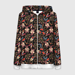 Женская толстовка на молнии Россия паттерн темный