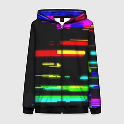 Толстовка на молнии женская Color fashion glitch, цвет: 3D-черный