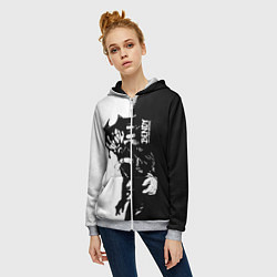 Толстовка на молнии женская Bendy and the Ink Machine ЧБ, цвет: 3D-меланж — фото 2