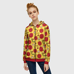 Толстовка на молнии женская Pizza salami, цвет: 3D-красный — фото 2