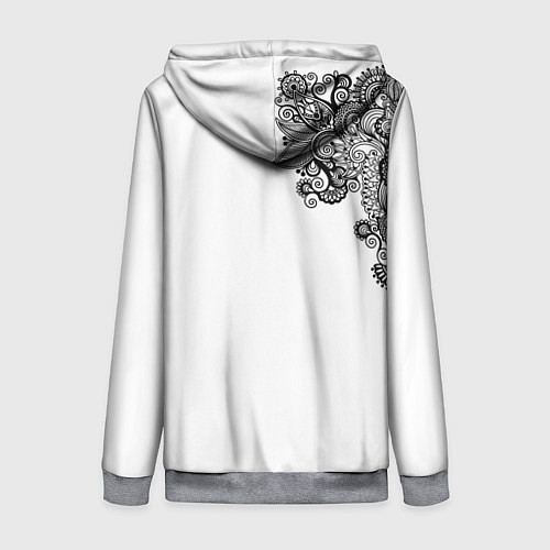 Женская толстовка на молнии Черно Белые КруЖева / 3D-Меланж – фото 2