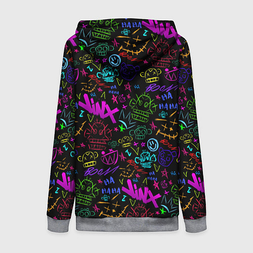 Женская толстовка на молнии League Of Legends - Arcane неоновые логотипы / 3D-Меланж – фото 2