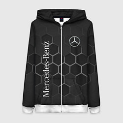 Толстовка на молнии женская Mercedes-Benz black соты, цвет: 3D-белый