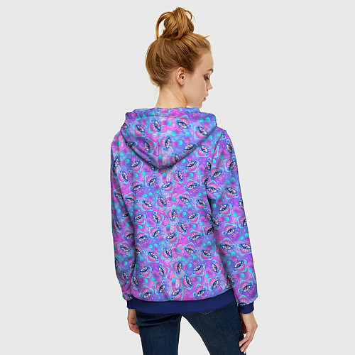 Женская толстовка на молнии Магические Грибы / 3D-Синий – фото 4