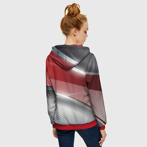 Женская толстовка на молнии Honda Текстура / 3D-Красный – фото 4